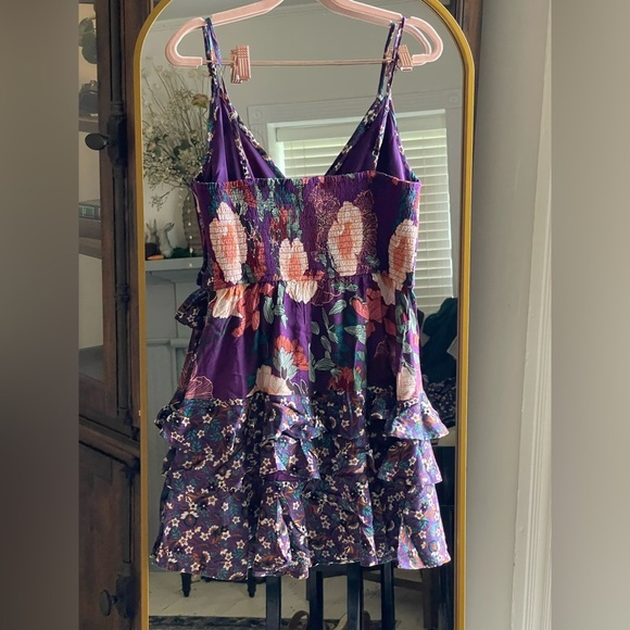 NWT Band of the Free MARGAUX PURPLE MIXED FLORAL MINI Ruffle Boho DRESS - Picture 10 of 11